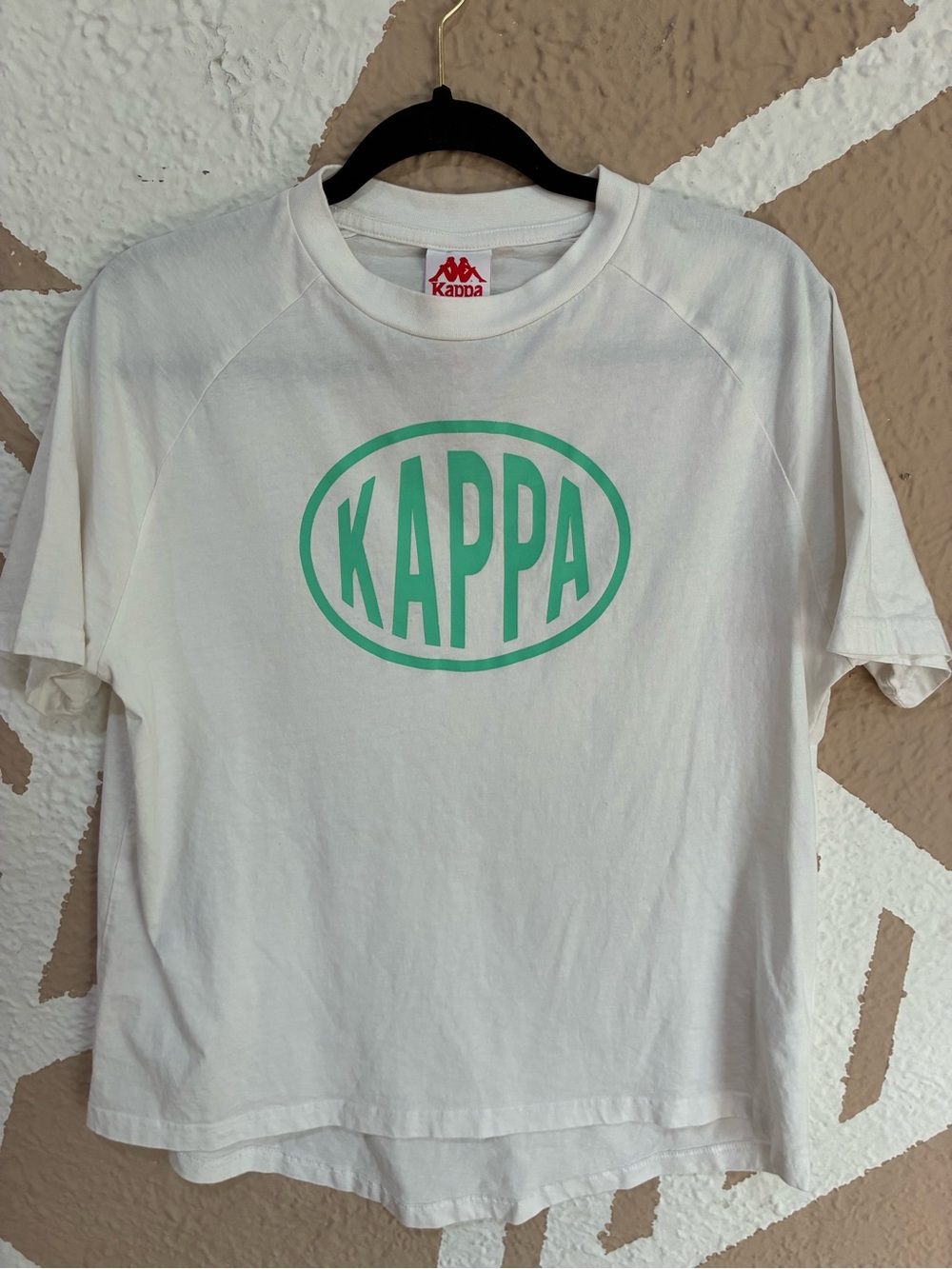 Kappa White Tee with Mint Green Logo